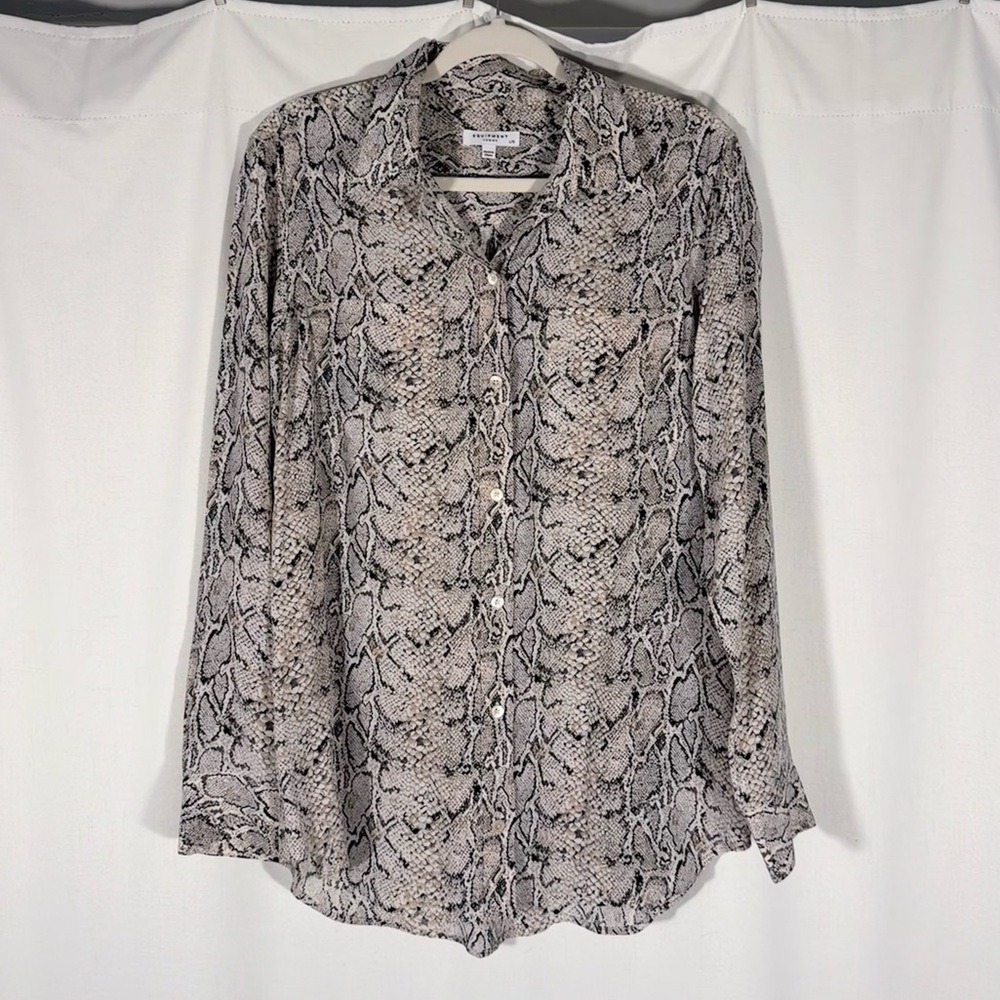 Equipment Python-Print Silk Button-Front Blouse - image 2